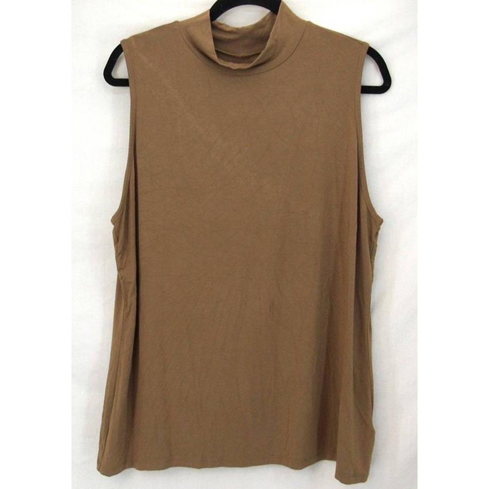 Charter Club Sleeveless Mock Neck Top Women 1X Salty Nut Brown New With Tags